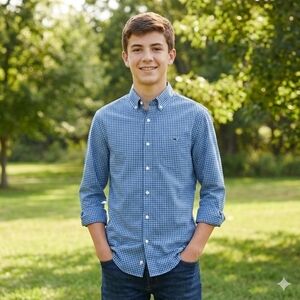 Vineyard Vines Boys Blue Gingham Shirt